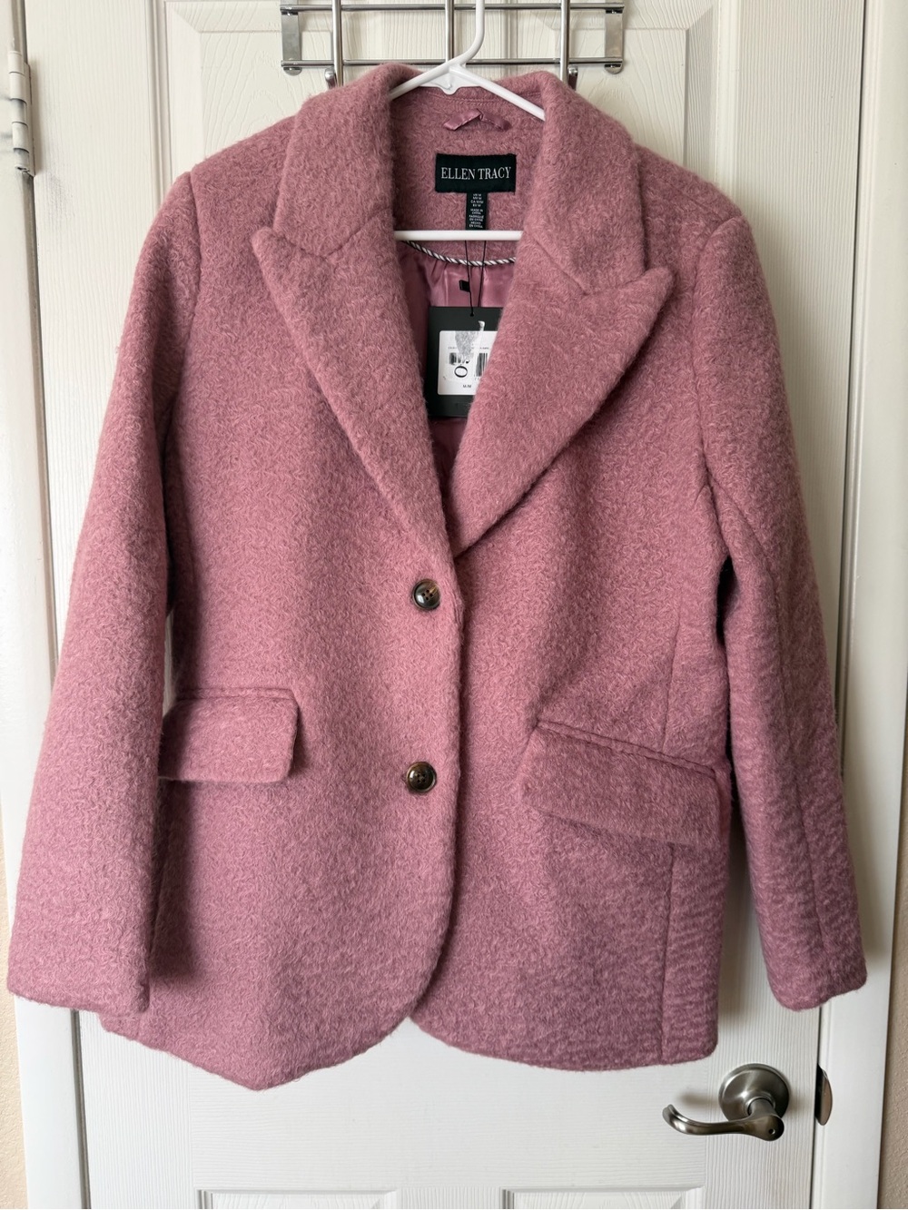 Ellen Tracy Dusty Rose Wool-Blend Blazer Jacket